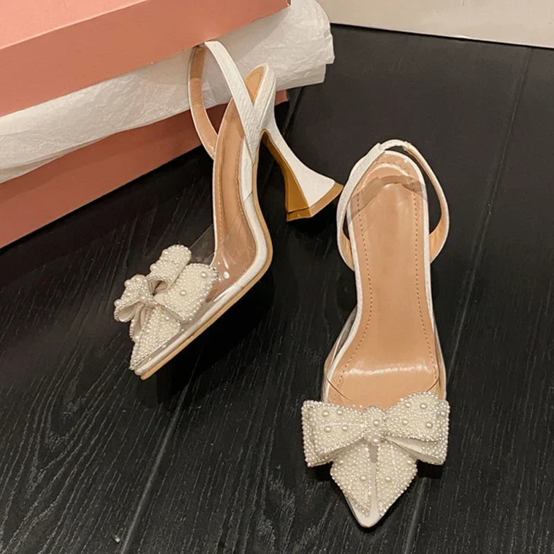 White Pearl Design High Heels - Iconic Style