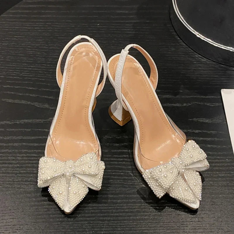 White Pearl Design High Heels - Iconic Style