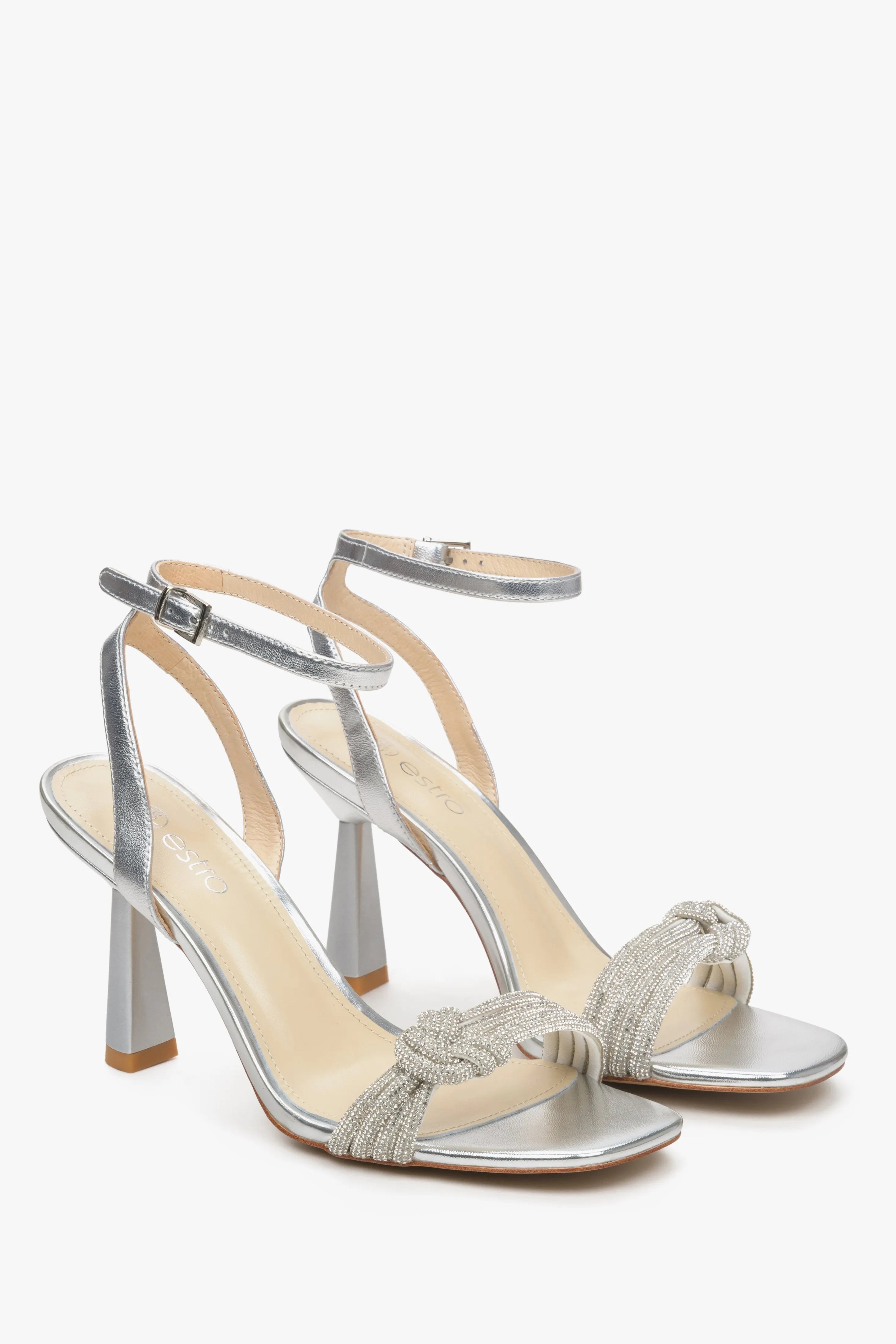Stiletto Sandals with Zirconia - Beige Style