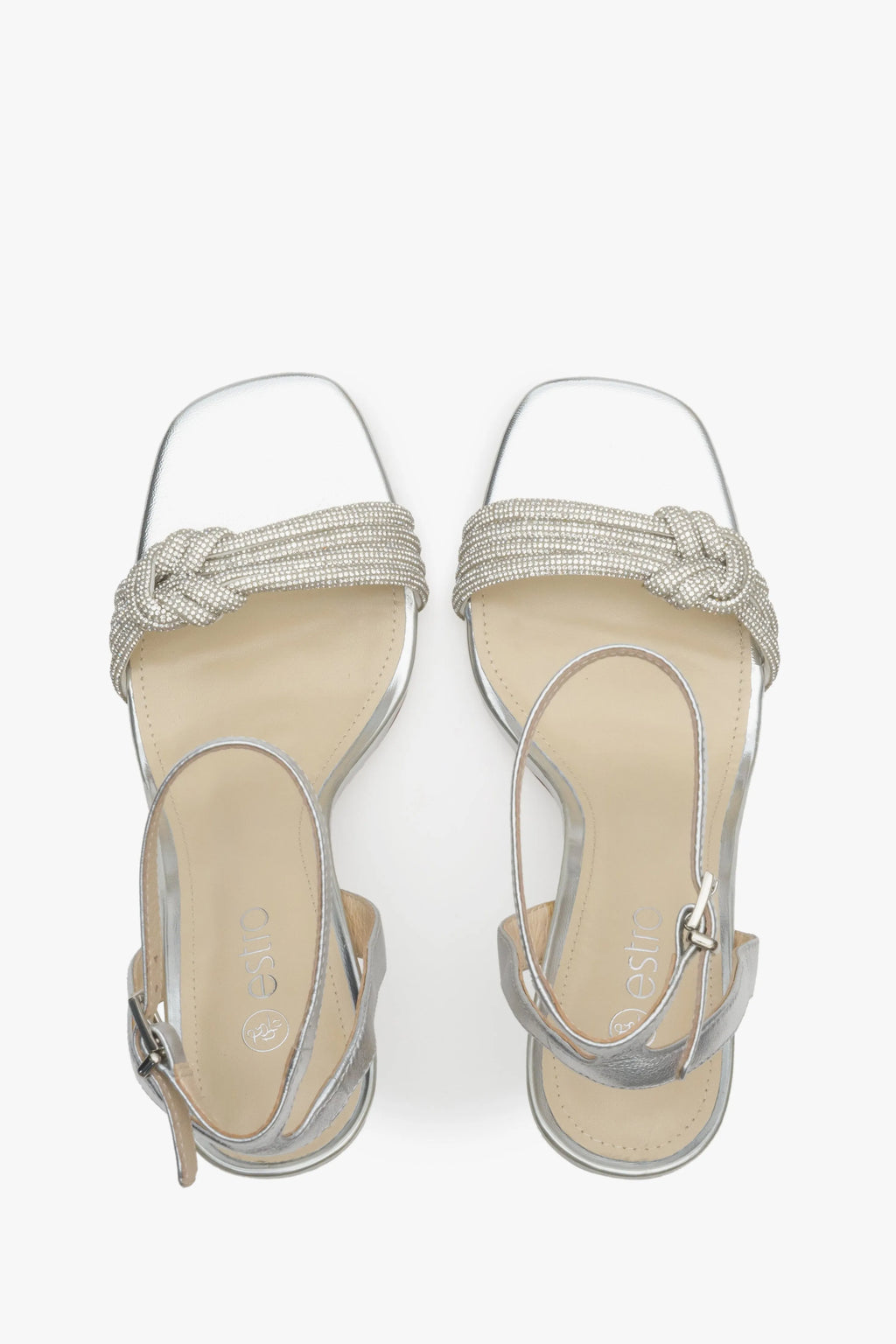 Stiletto Sandals with Zirconia - Beige Style